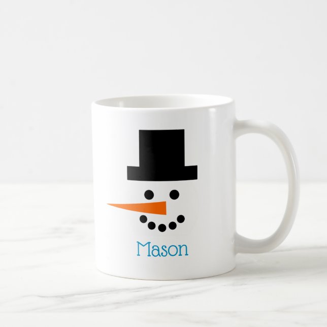 Mug Snowman Visage Customisé Vacances d'hiver Amusants (Droite)