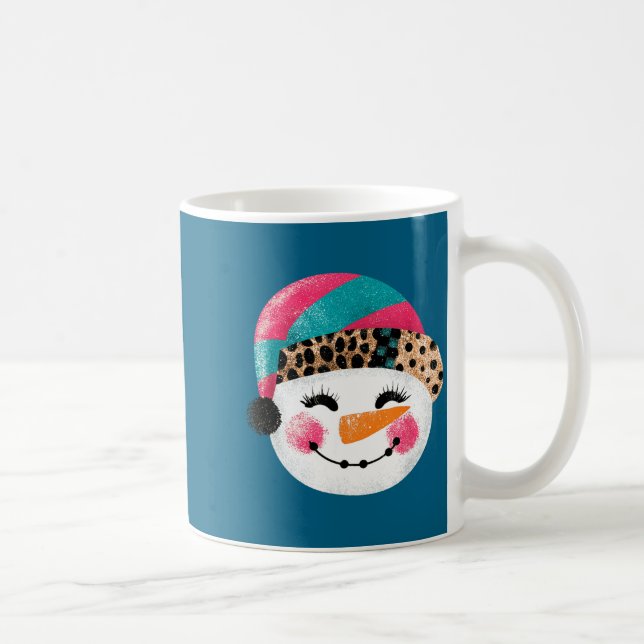 Mug Snowman With Santa Hat And Leopard Pattern  (Droite)