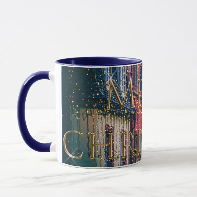 Mug Snowy Blue City Scene Classic Noël (Gauche)