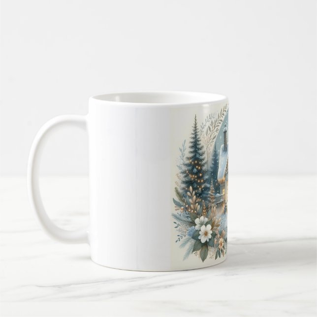 Mug Snowy Cottage Glow Scene (Gauche)