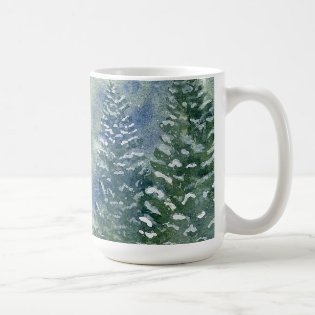 Mug Snowy Forest Watercolor Scène (Droite)