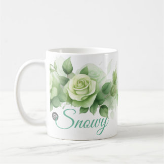 mug snowy green roses