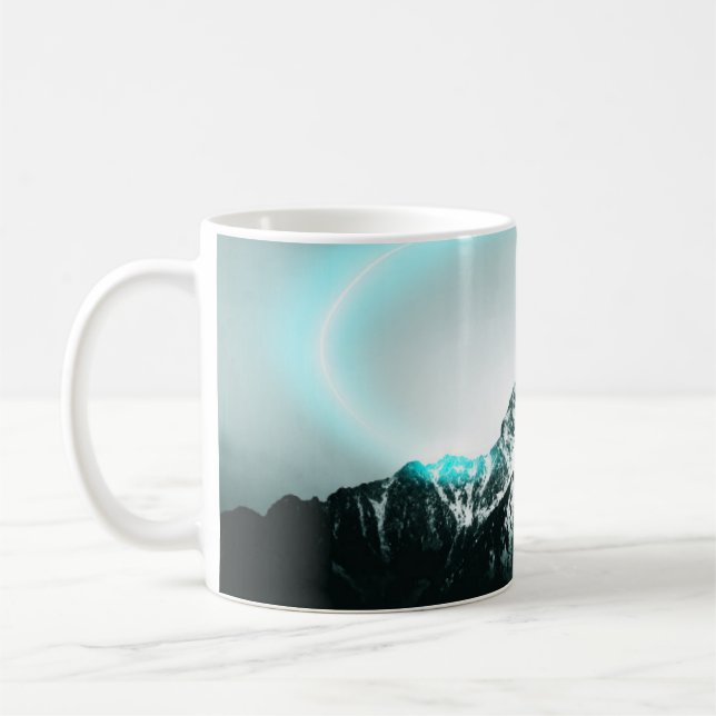Mug Snowy mountain mysterious blue neon light (Gauche)