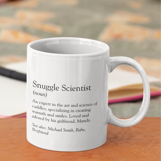 Mug Snuggle Scientifique Photo Boyfriend Cadeau (Snuggle Scientist Photo Boyfriend Gift Coffee Mug)