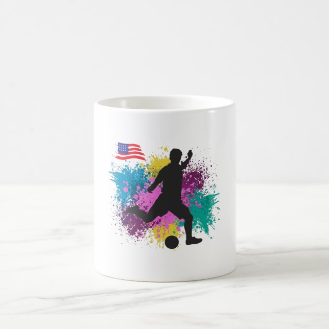 Mug Soccer Football USA Grungy Color Splashes (Centre)