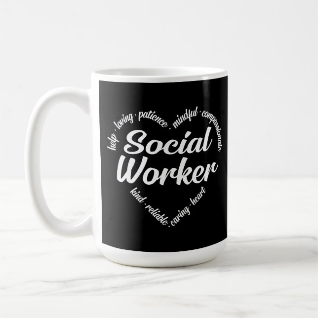 Mug Social Worker Heart Word Cloud (Gauche)