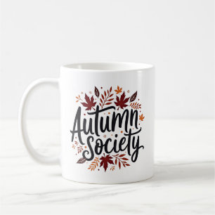 Mug Société d'Automne Feuilles Rustiques Typographie A