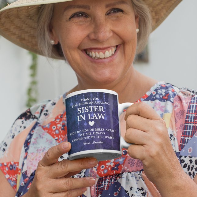 Mug Soeur En Droit Merci Message Coeur Personnalisé (Sister In Law Thank You Heartfelt Message Custom Coffee Mug
)