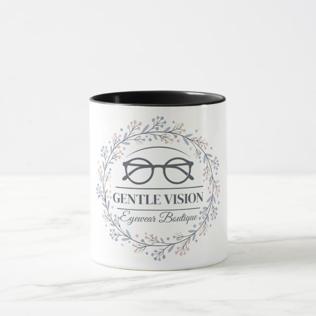 Mug Soft Flowers Surrounding Reading Glasses Style (Centre)
