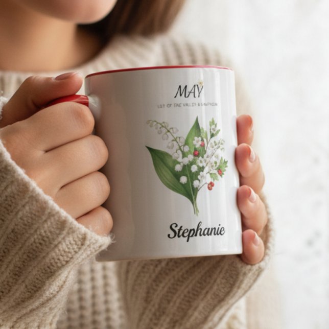 Mug Soft Lily of the Valley – May Birth Month (Soft Botanical Lily of the Valley – May Birth Month Gift mug)