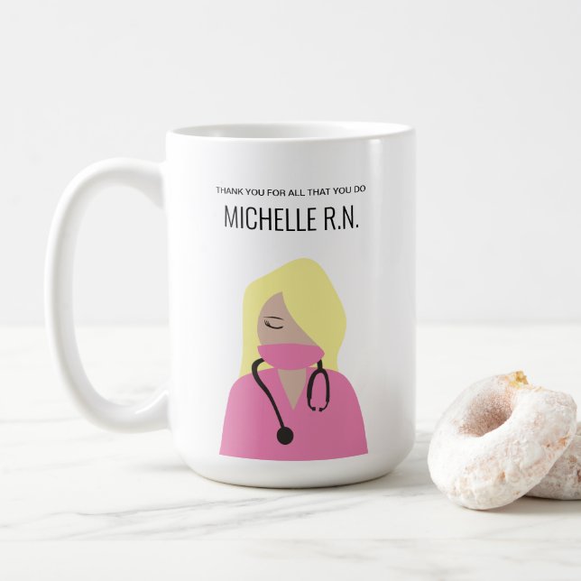 Mug Soins du coeur : Gratitude de l'infirmière sur mes (Avec donut)