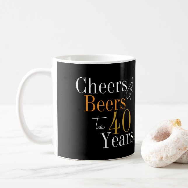 Mug Soirée d'anniversaire 40e Soirée Bière Noir Or (Avec donut)