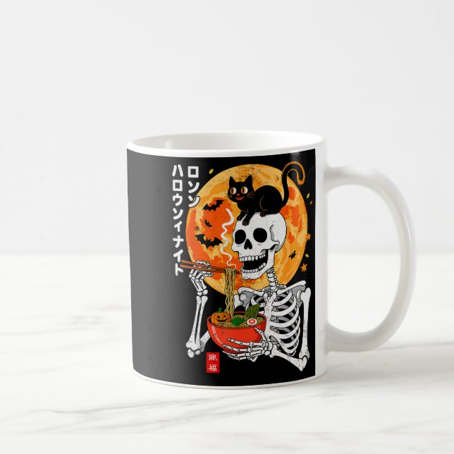 Mug Soky Skeleton Eating Ramen Bowl With Cat Halloween (Droite)