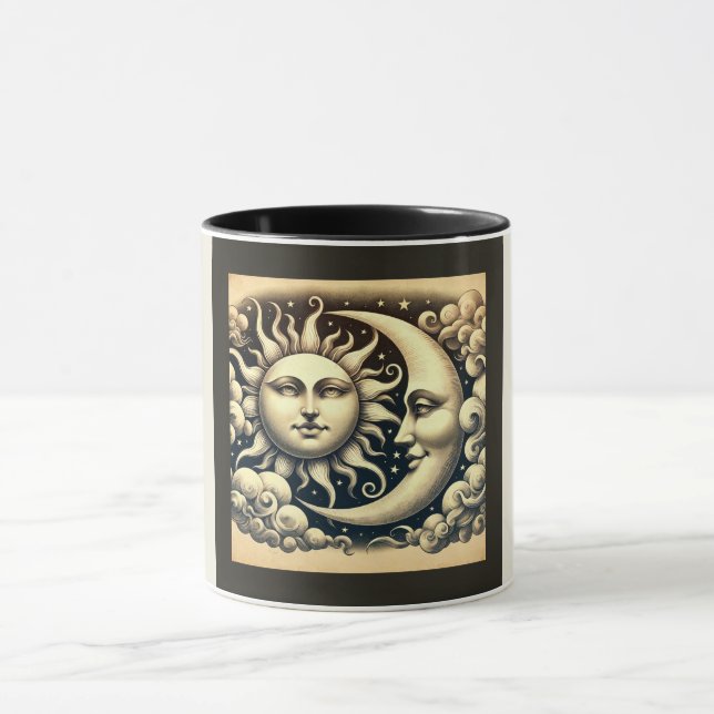 Mug Soleil céleste vintage et lune (Centre)