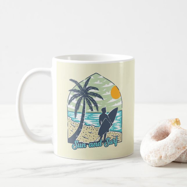 Mug Soleil et Surf (Avec donut)