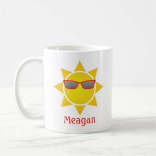 Mug Soleil Jaune avec lunettes de soleil rouge Cool Mu