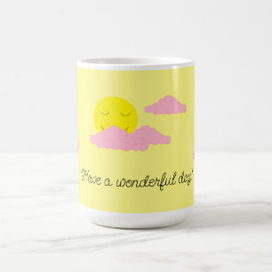 Mug Soleil levant avec des nuages roses : Jaune