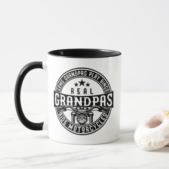 Mug Some Grandpas Play Bingo Real Grandpas Ride Motorc (Avec donut)