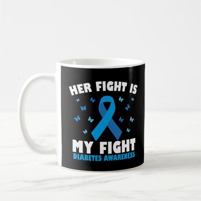 Mug Son combat Mon combat Contre le diabète T1D Ruban (Gauche)