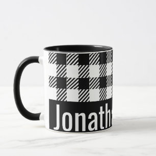 Mug Son nom de muscade Black White En vichy Checks
