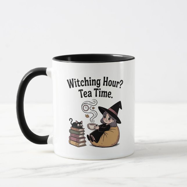Mug Sorcière à thé d'automne avec livres (Gauche)