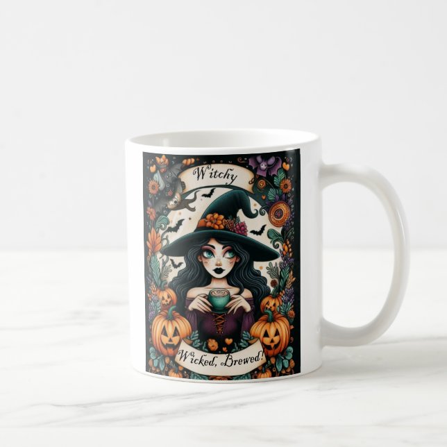Mug Sorcière d'Halloween brune, méchante, brassée (Droite)