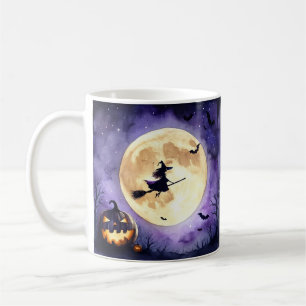 Mug Sorcière d'Halloween effrayante volant au-dessus d