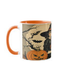 Sorcière d'Halloween vintage, Citrouille, Chat noi