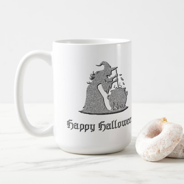 Mug Sorcière en argent et Halloween Cauldron (Avec donut)