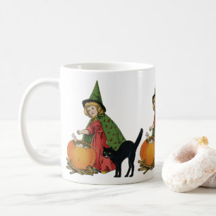Mug Sorcière et chat de Halloween vintage, Ellen Claps