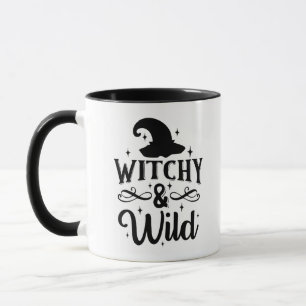 Mug Sorcière et Sauvage Halloween Noir et Blanc Mignon