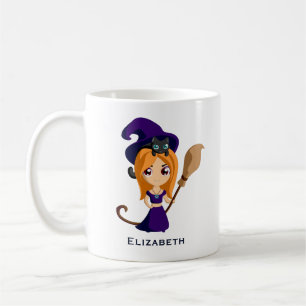 Mug Sorcière mignonne en Casquette violet Halloween