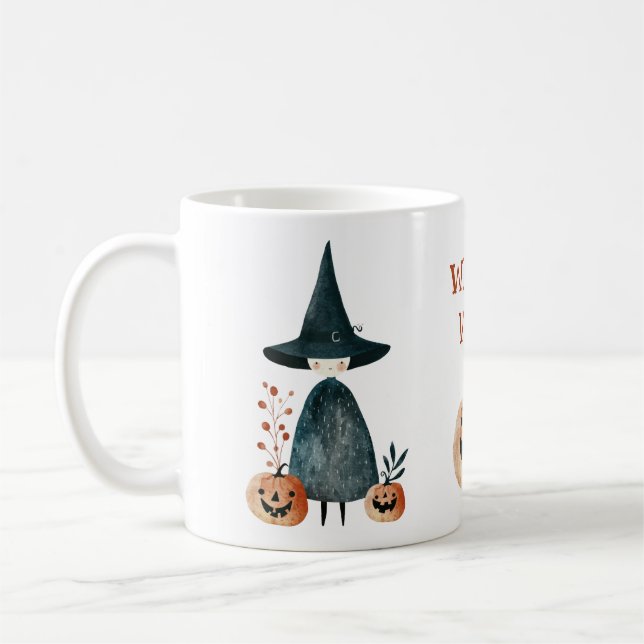 Mug Sorcière mignonne et Jack o Lanternes Vibes de cui (Gauche)