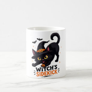 Mug Sorcière Mignonne et son Chat Noir Compagnon Hallo