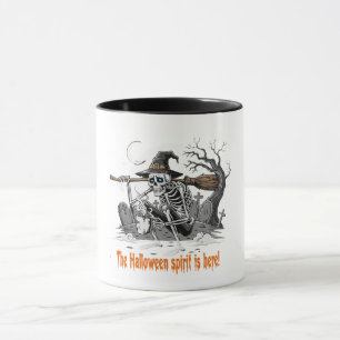 Mug Sorcière squelette drôle buvant du café Salle ef