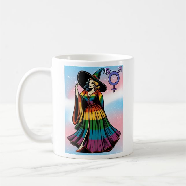 Mug Sorcière Transgenre En Drapeau Arc-En-Ciel (Gauche)