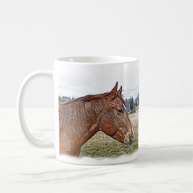 Mug Sorrel Horse Portrait Equine Art Illustration (Gauche)