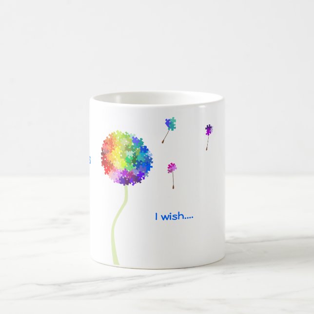 Mug Souhaits de pissenlit de puzzle de sensibilisation (Centre)