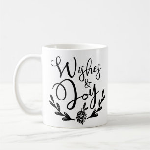Mug Souhaits et noir de la joie   et typographique à