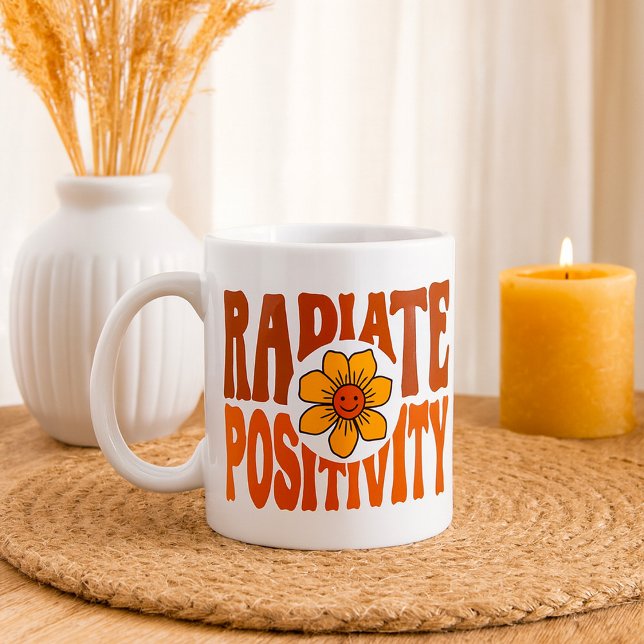 Mug Sourire Fleur Rétro Rayonner de Positivité (Créateur téléchargé)