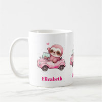 Sourire rose Sloth conduisant une convertible