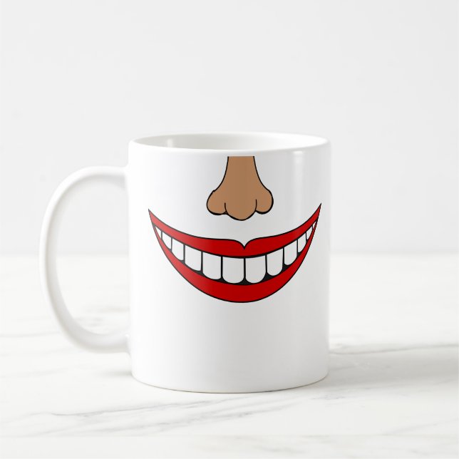 Mug Sourires amusants Lèvres et dents de la bouche rou (Gauche)