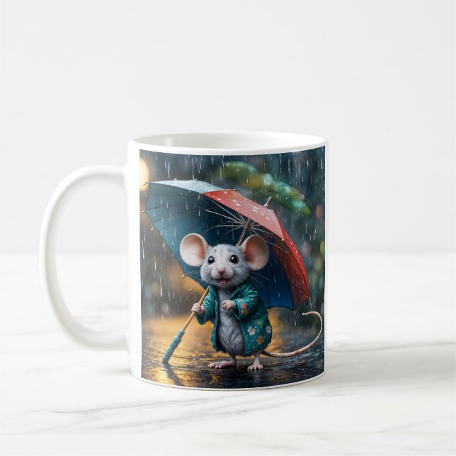 Mug Souris avec carte postale parapluie (Gauche)
