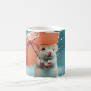 Mug Souris avec parapluie dans la pluie : belle scène 