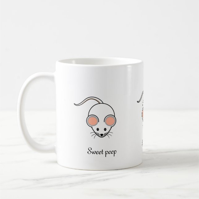 Mug Souris blanc & calligraphie (Gauche)