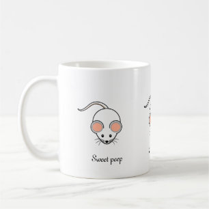 Mug Souris blanche mignonne & calligraphie
