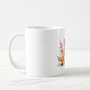 Mug Souris mignonne avec fleurs aquarelle style