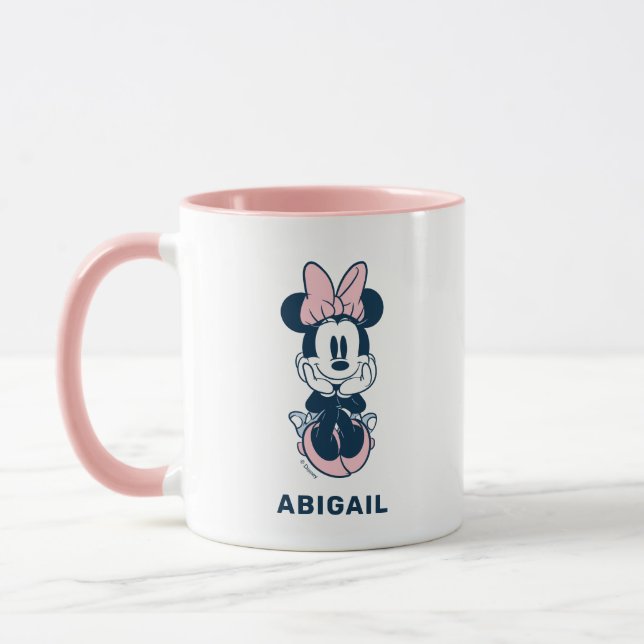 Mug Souris Minnie personnalisée en rose et bleu (Gauche)
