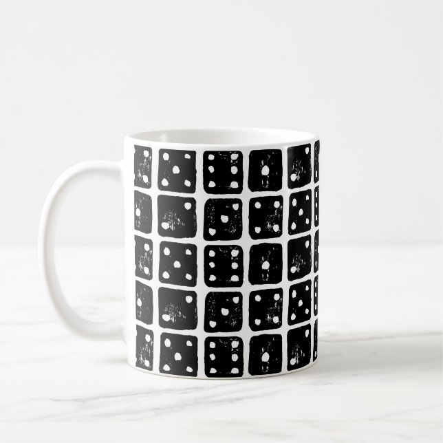 Mug Souris noir et blanc 1-6 Linocut rustique (Gauche)