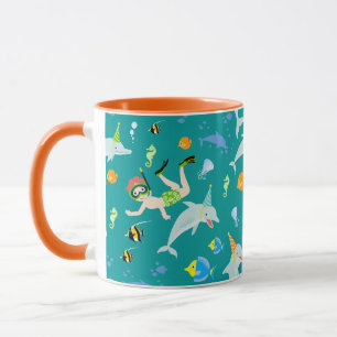 Mug Sous la mer dauphins et fête d'anniversaire garçon